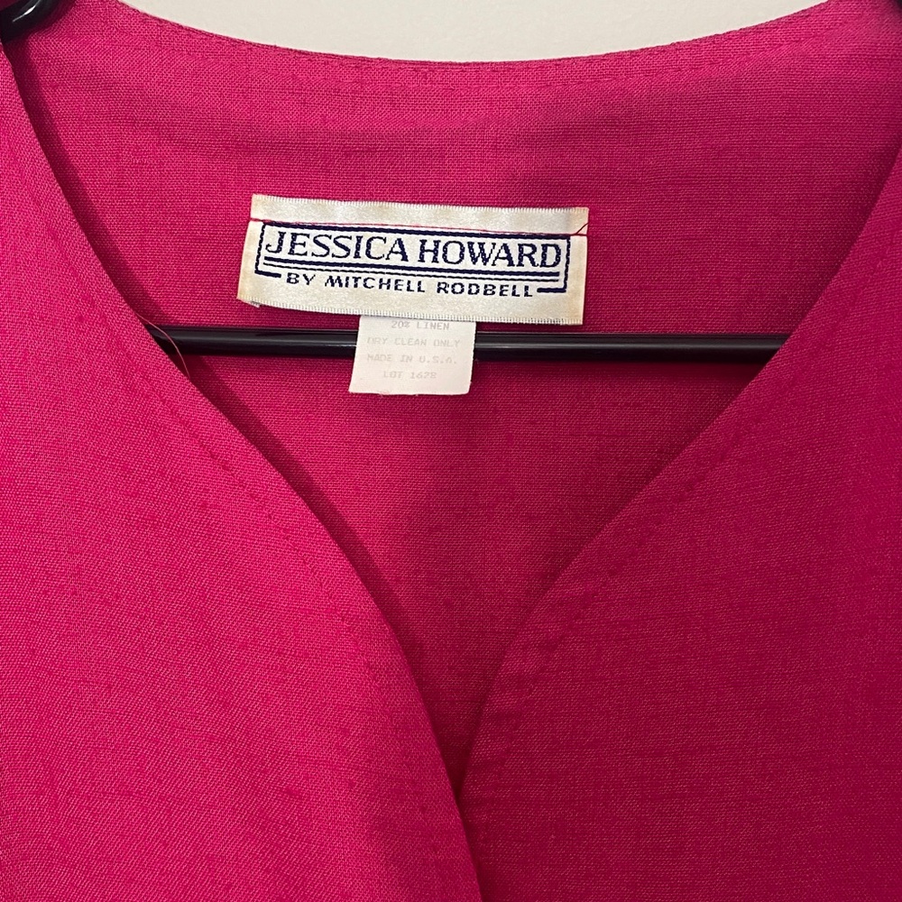 🎉 BOGO Vintage Jessica Howard Fuchsia Button-Front Midi Dress 🎉 - Picture 3 of 7
